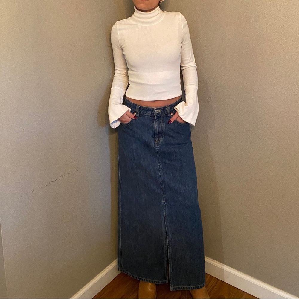 Gap Y2K denim jean maxi skirt